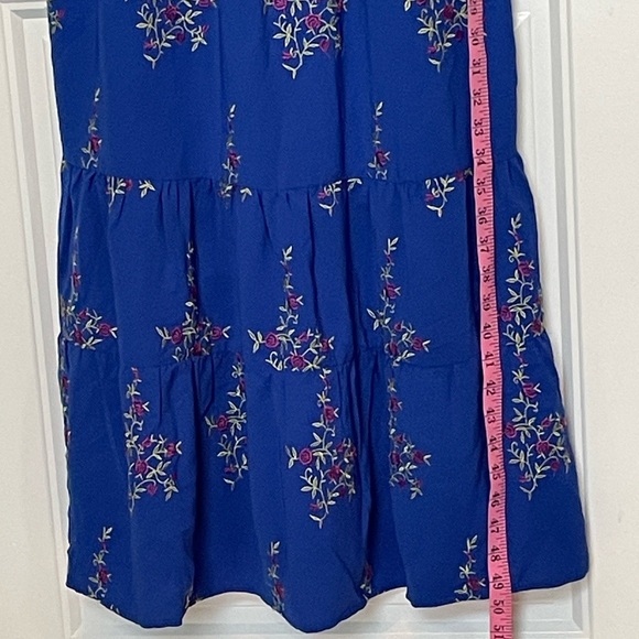 Betsey Johnson 12 Royal Blue Floral Midi Dress with Adjustable Spaghetti Straps - Picture 8 of 16